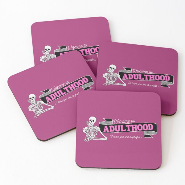 Item preview, Welcome to Adulthood – Funny Skeleton Ibuprofen Design - Bubblegum + White designed and sold by thistledewcraft.