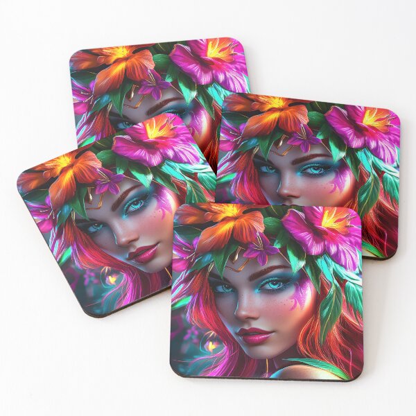 Item preview, Vibrant goddess with floral crown and vivid colors designed and sold by Artessie.