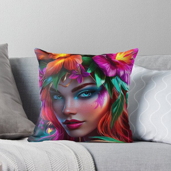 Item preview, Vibrant goddess with floral crown and vivid colors designed and sold by Artessie.