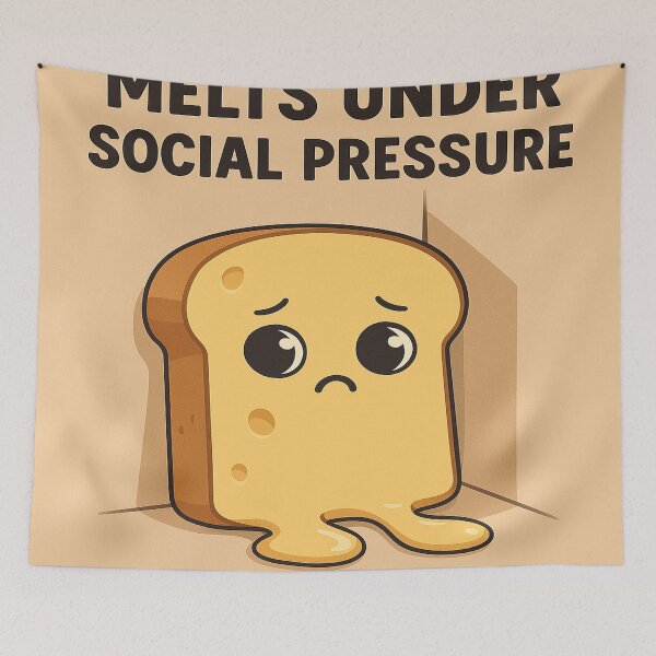 Item preview, “Melts Under Social Pressure – The Introverted Cheese” designed and sold by GalenaDeco.