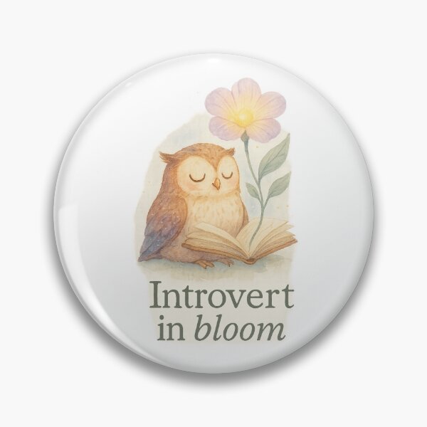 Item preview, Introvert in Bloom - Owl with Book and Flower designed and sold by ArtStyleAlice.