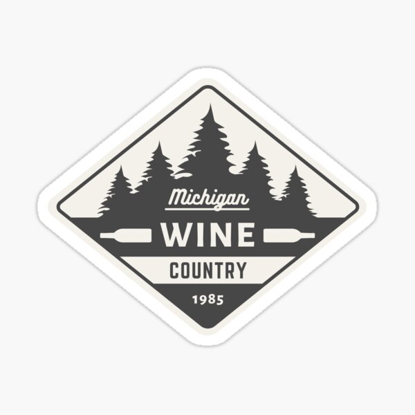 Michigan Wine Country – Vintage Outdoor Badge Design (Grey) Sticker