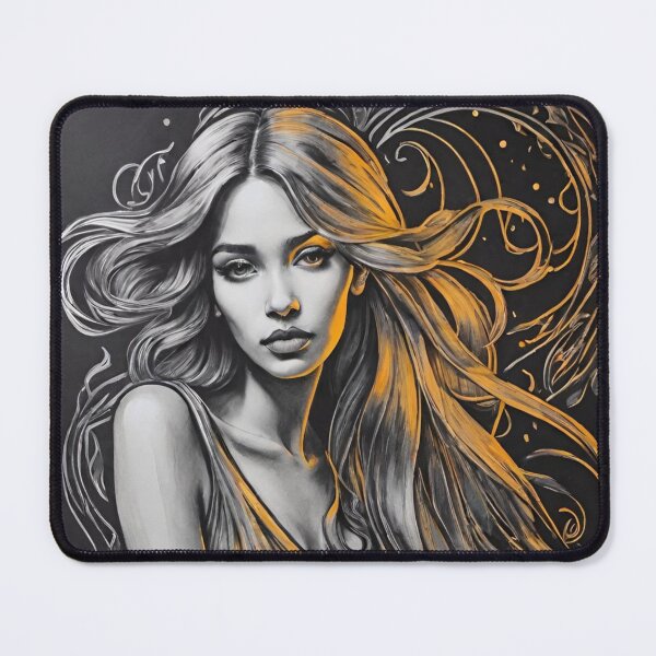 Item preview, Woman portrait in black, white and gold dreamy and romantic designed and sold by IHImage.
