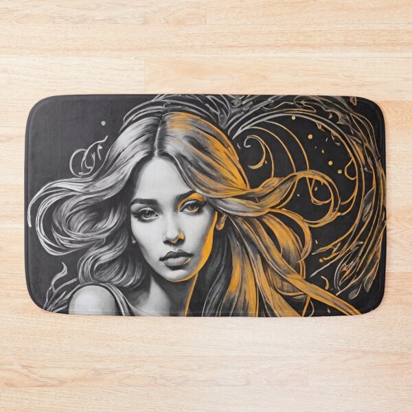 Item preview, Woman portrait in black, white and gold dreamy and romantic designed and sold by IHImage.