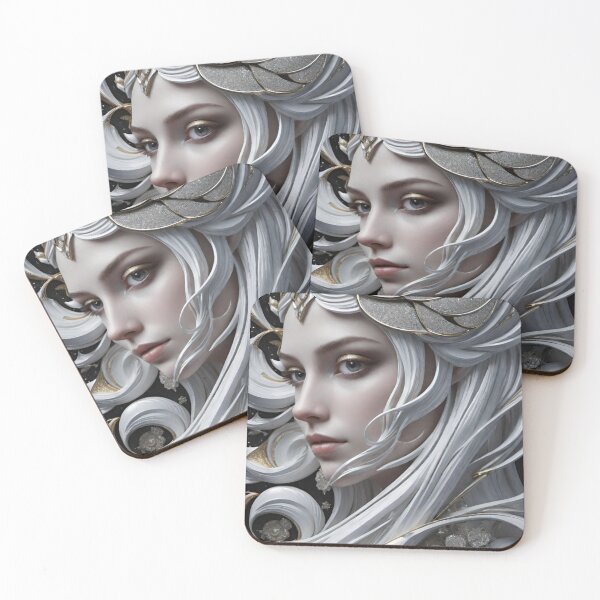 Item preview, Woman portrait in silver and white dreamy and romantic designed and sold by IHImage.