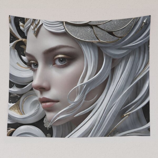 Item preview, Woman portrait in silver and white dreamy and romantic designed and sold by IHImage.