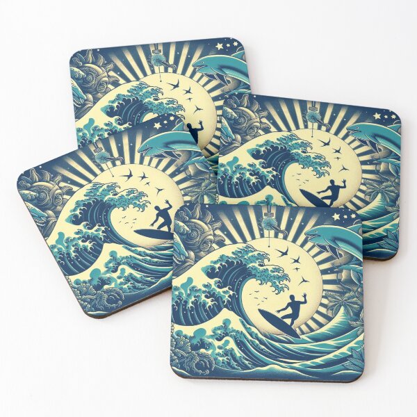 Item preview, Midnight Surf Rider – Retro Wave & Sunburst Surf Art designed and sold by American Steel.