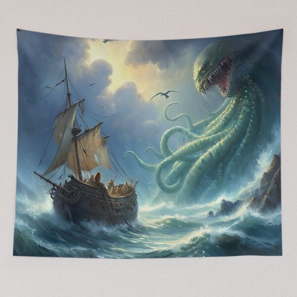 Item preview,  Eldritch Kracken Beast  monster of the sea art after JMW Turner painting designed and sold by Vintage Designs +.