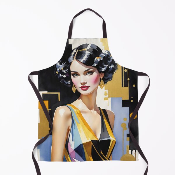 Item preview, Woman portrait in blue, black and gold dreamy and romantic Art Deco designed and sold by IHImage.