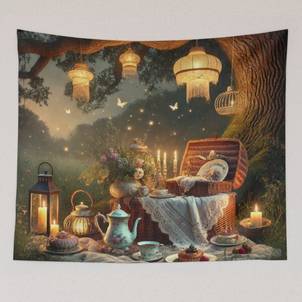 Item preview, Victorian Night Picnic – Candlelit Garden Dream under Fairy Lights designed and sold by ArtFreshStudio.