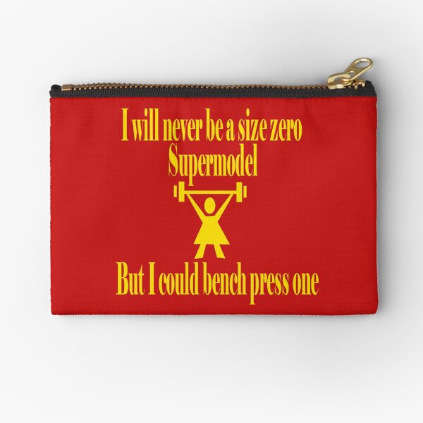 Bench Press a Supermodel in Gold Zipper Pouch