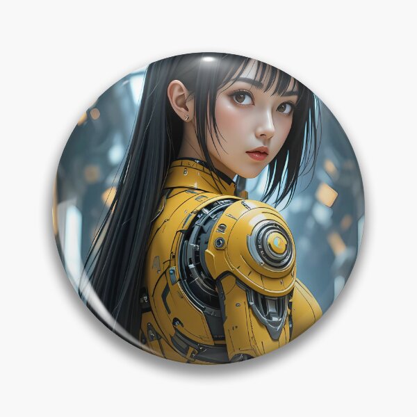Item preview, Futuristic Cyborg Girl in Yellow Mech Suit Poster designed and sold by BorgSpareParts.