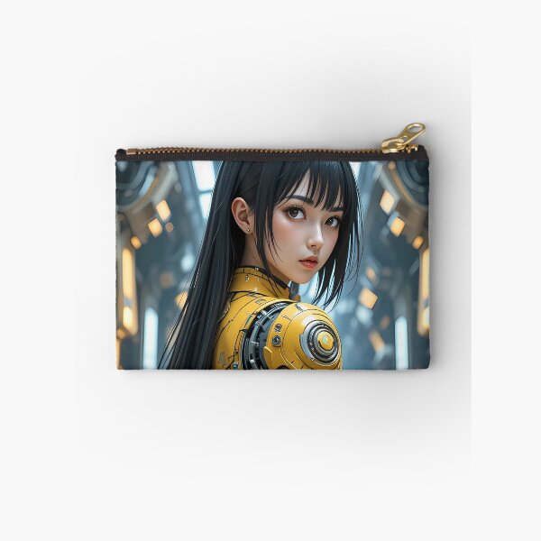 Item preview, Futuristic Cyborg Girl in Yellow Mech Suit Poster designed and sold by BorgSpareParts.