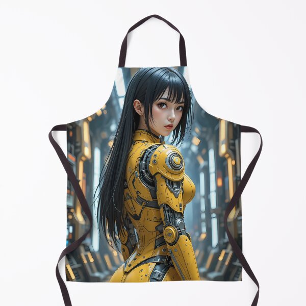Item preview, Futuristic Cyborg Girl in Yellow Mech Suit Poster designed and sold by BorgSpareParts.
