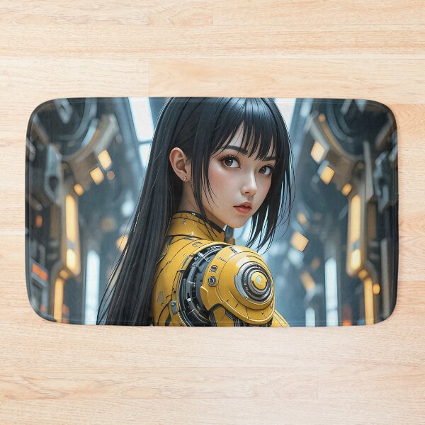 Item preview, Futuristic Cyborg Girl in Yellow Mech Suit Poster designed and sold by BorgSpareParts.