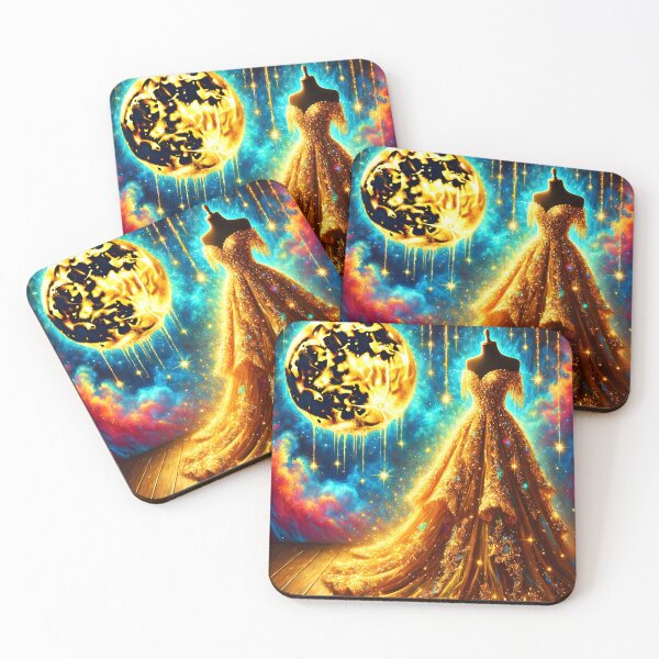 Item preview, Moonlit Enchantment – Sparkling Gold Gown in a Dreamscape designed and sold by EmeraldeaArt.
