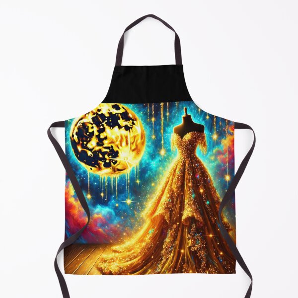 Item preview, Moonlit Enchantment – Sparkling Gold Gown in a Dreamscape designed and sold by EmeraldeaArt.
