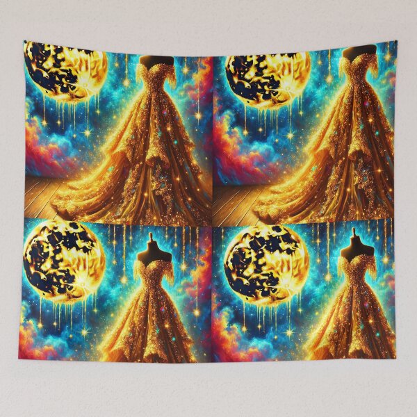 Item preview, Moonlit Enchantment – Sparkling Gold Gown in a Dreamscape designed and sold by EmeraldeaArt.