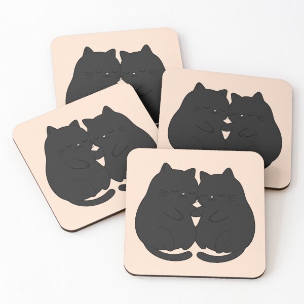 Item preview, Cuddling Black Cats – Sweet and Loving Kitten Duo Illustration designed and sold by imaginariun.