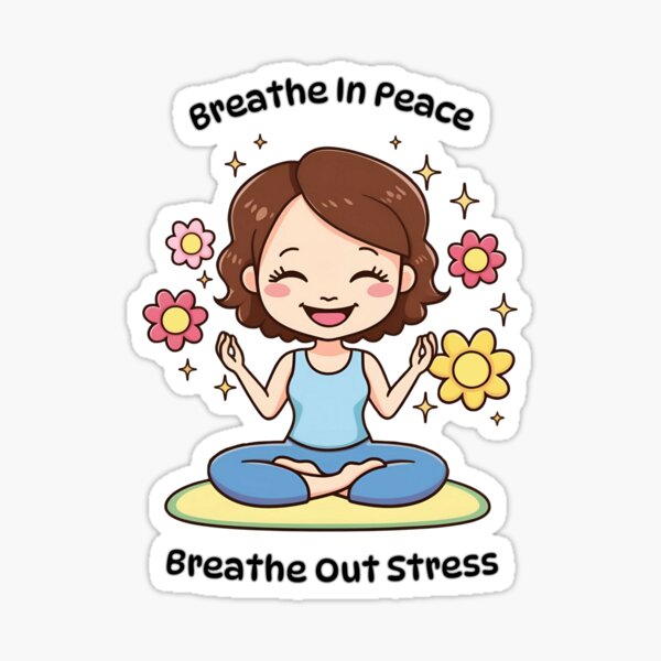 Item preview, Atme Frieden ein, atme Stress aus - Blumen-Yoga-Mädchen designed and sold by QWTees.