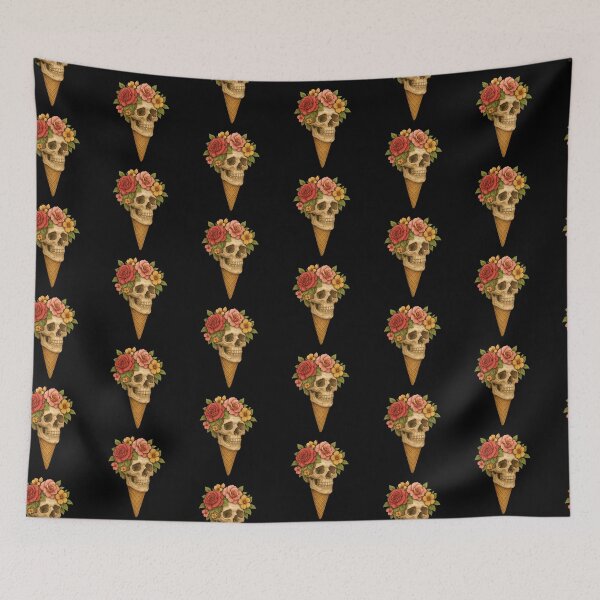 Item preview, Skull with Flowers in an Ice Cream Cone designed and sold by LaNadaYFundante.