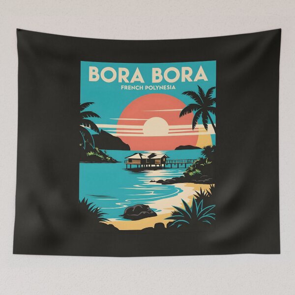 Item preview, A Vintage Illustration of Bora Bora - French Polynesia  designed and sold by GoodOldVintage.