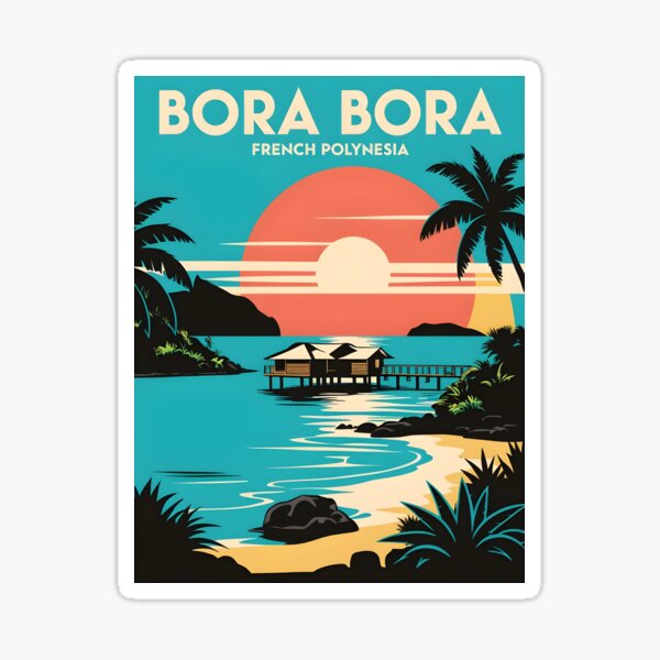 Item preview, A Vintage Illustration of Bora Bora - French Polynesia  designed and sold by GoodOldVintage.