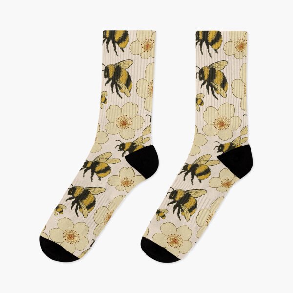 Item preview, Copy of Retro Japanese sakura and bumblebee creamy pattern designed and sold by HandmadeMood.