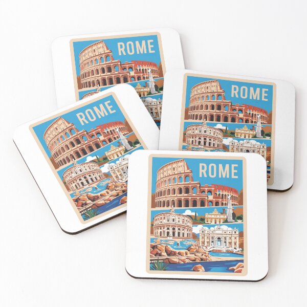 Item preview, Rome Italy Vintage Travel Poster – Colosseum & Trevi Fountain designed and sold by Mooncha36.