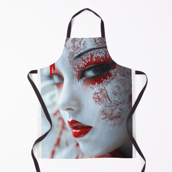 Item preview, Intricate red lace mask with striking makeup details designed and sold by Artessie.