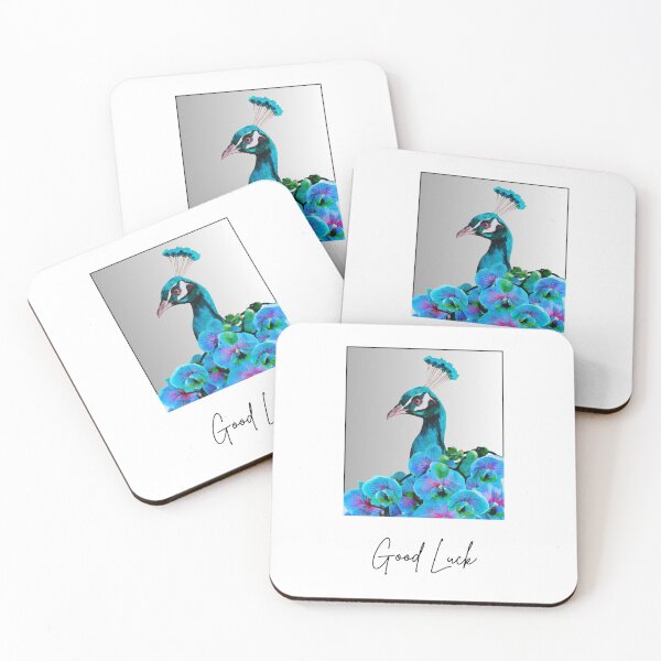 Item preview, GOOD LUCK, CARD, BLUE PEACOCK, FLORAL  designed and sold by AASparksDesigns.