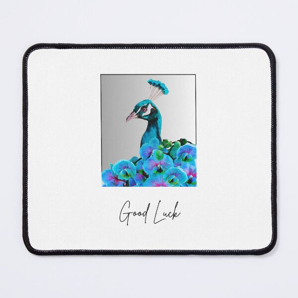 Item preview, GOOD LUCK, CARD, BLUE PEACOCK, FLORAL designed and sold by AASparksDesigns.