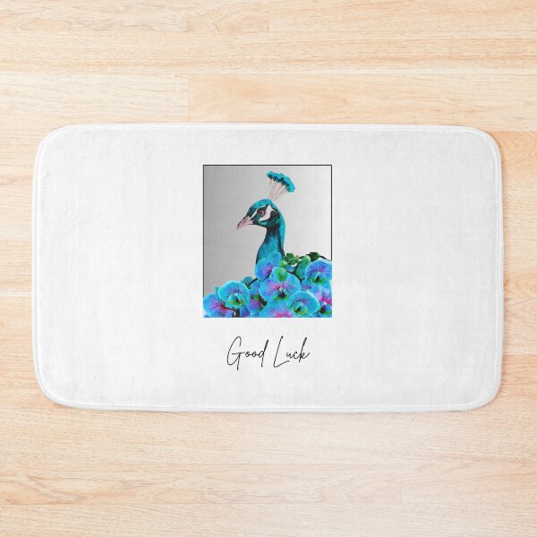 Item preview, GOOD LUCK, CARD, BLUE PEACOCK, FLORAL  designed and sold by AASparksDesigns.