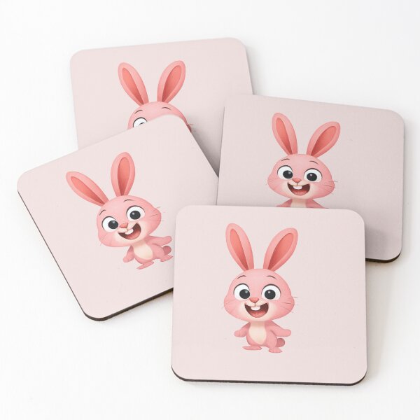 Item preview,  Cute Pink Bunny Laughing – Cartoon Illustration designed and sold by nada-art.