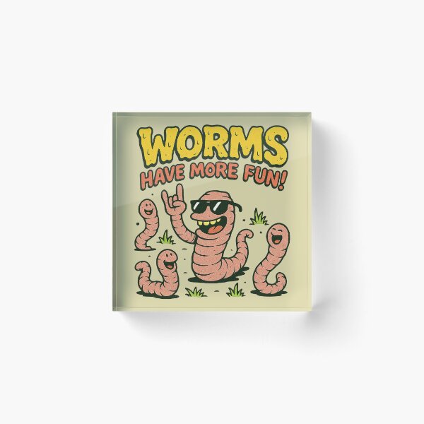 Item preview, Happy Squirming Worms Have More Fun! Cartoon Art designed and sold by zzz888.
