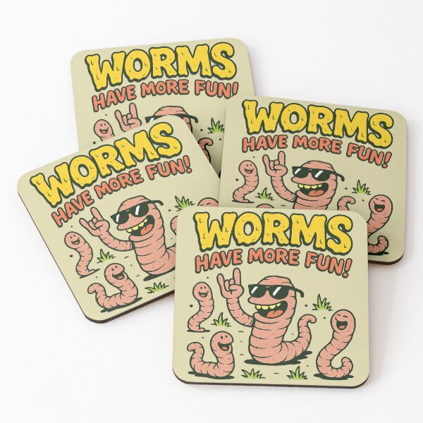 Item preview, Happy Squirming Worms Have More Fun! Cartoon Art designed and sold by zzz888.