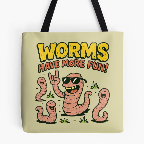 Item preview, Happy Squirming Worms Have More Fun! Cartoon Art designed and sold by zzz888.