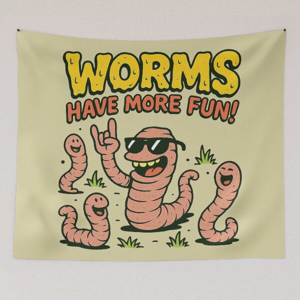 Item preview, Happy Squirming Worms Have More Fun! Cartoon Art designed and sold by zzz888.