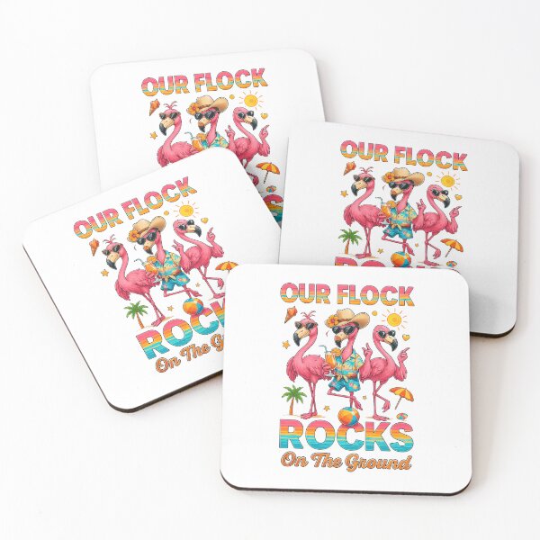 Item preview, Our Flock Rocks on the Grand Strand Funny Flamingo Beach designed and sold by Adrian Kane.