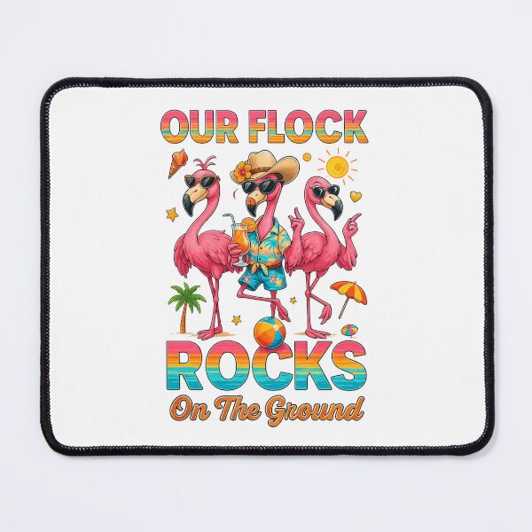 Item preview, Our Flock Rocks on the Grand Strand Funny Flamingo Beach designed and sold by Adrian Kane.
