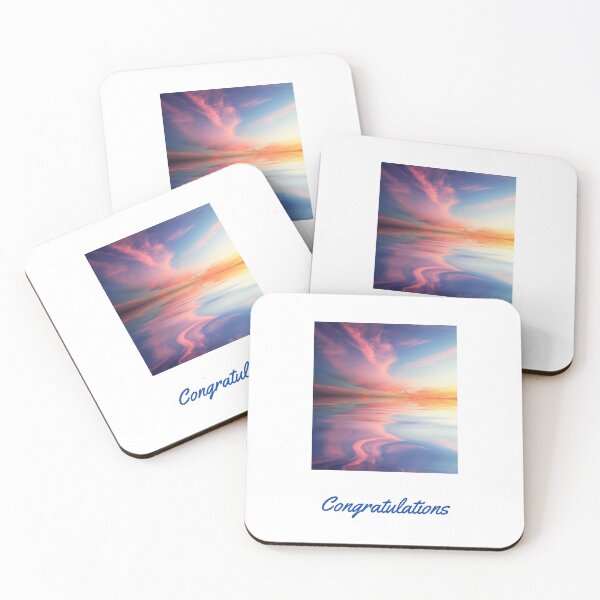Item preview, CONGRATULATIONS CARD, SKY WATER REFLECTIONS, PINK, BLUE  designed and sold by AASparksDesigns.