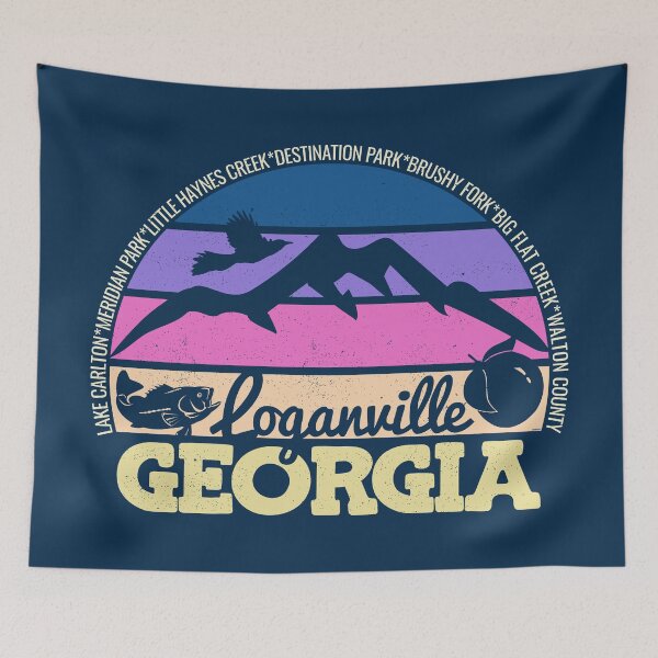 Item preview, Loganville Georgia Sunset Retro Vintage Local Pride Logo designed and sold by CRHPOD20.