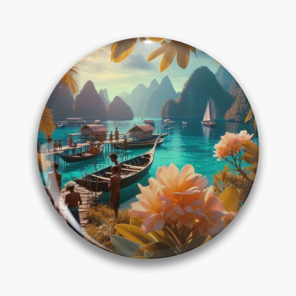 Item preview, Raja Ampat Island 60s Flower Photo at Night – AI Art for Clothing & Accessories for Flower and City Lovers designed and sold by knalpot-design.