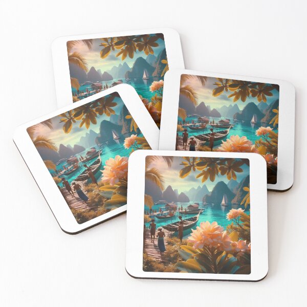 Item preview, Raja Ampat Island 60s Flower Photo at Night – AI Art for Clothing & Accessories for Flower and City Lovers designed and sold by knalpot-design.