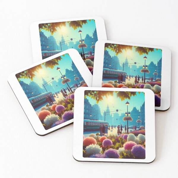 Item preview, Retro Belgrade Nights – AI Artwork in 60s Realistic Style for Flower & City Lovers on Apparel & Accessories designed and sold by knalpot-design.
