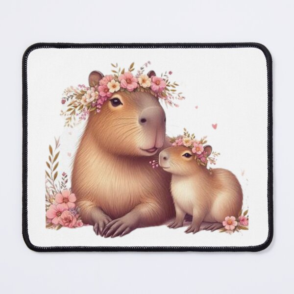 Item preview, Mamá Capibara y su Bebé Floral designed and sold by Bit Canvas.