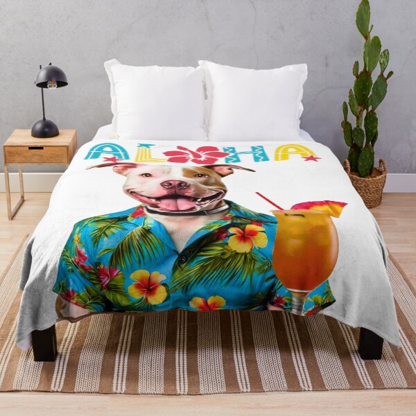 Item preview, Aloha Pitbull Terrier – Hawaiian Shirt & Mai Tai Bar Scene designed and sold by Fredster1966.
