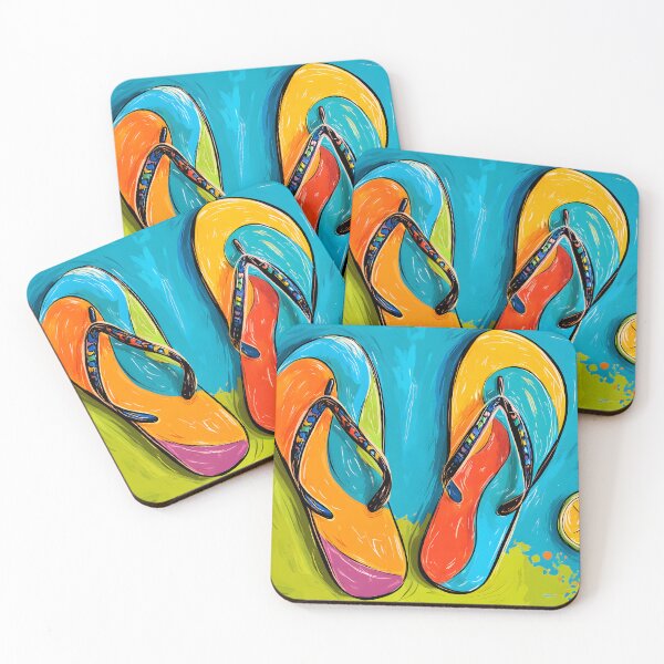 Item preview, Tropical Flip Flops and Citrus Delight Surrounded by Bold Geometric Bursts of Summer Energy designed and sold by OlfactoART Studio.