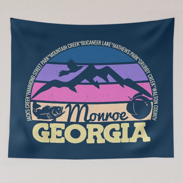 Item preview, Monroe Georgia Sunset Retro Vintage Local Pride Logo designed and sold by CRHPOD20.