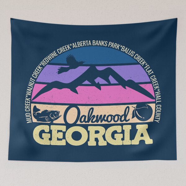 Item preview, Oakwood Georgia Sunset Retro Vintage Local Pride Logo designed and sold by CRHPOD20.